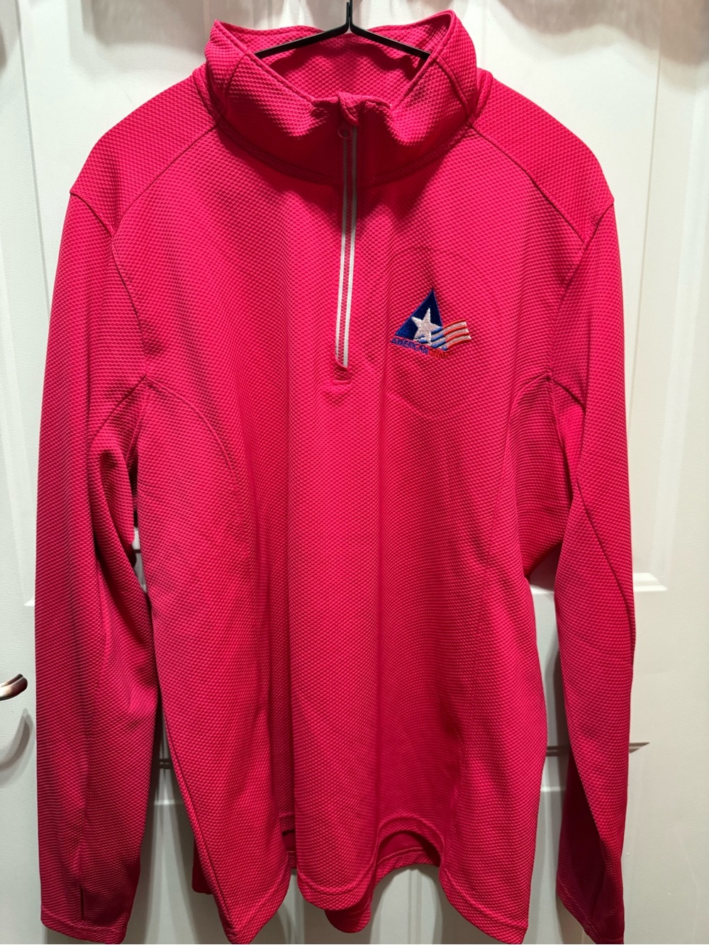 Women’s Hot Pink Quarter-Zip Mesh Ling Sleeve Pullover w/Thumbholes XXL